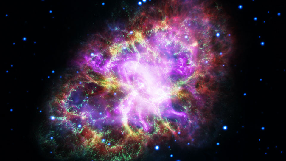 Colorized photo of the Crab Nebula