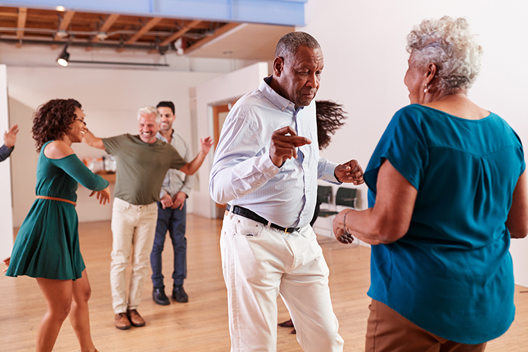 Older people dancing
