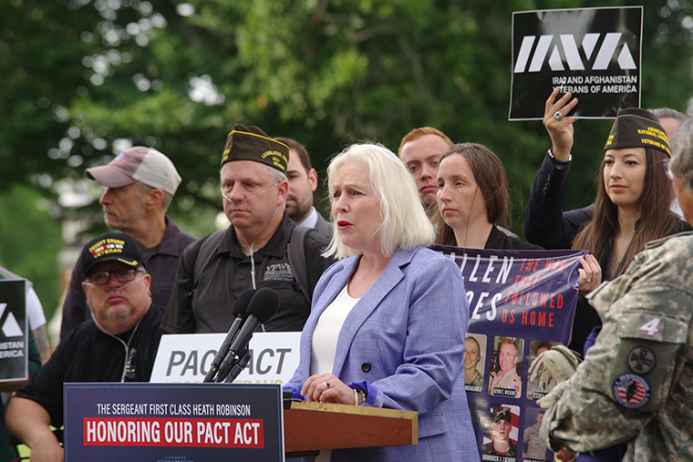 U.S. Sen. Kirsten Gillibrand speaking to veterans
