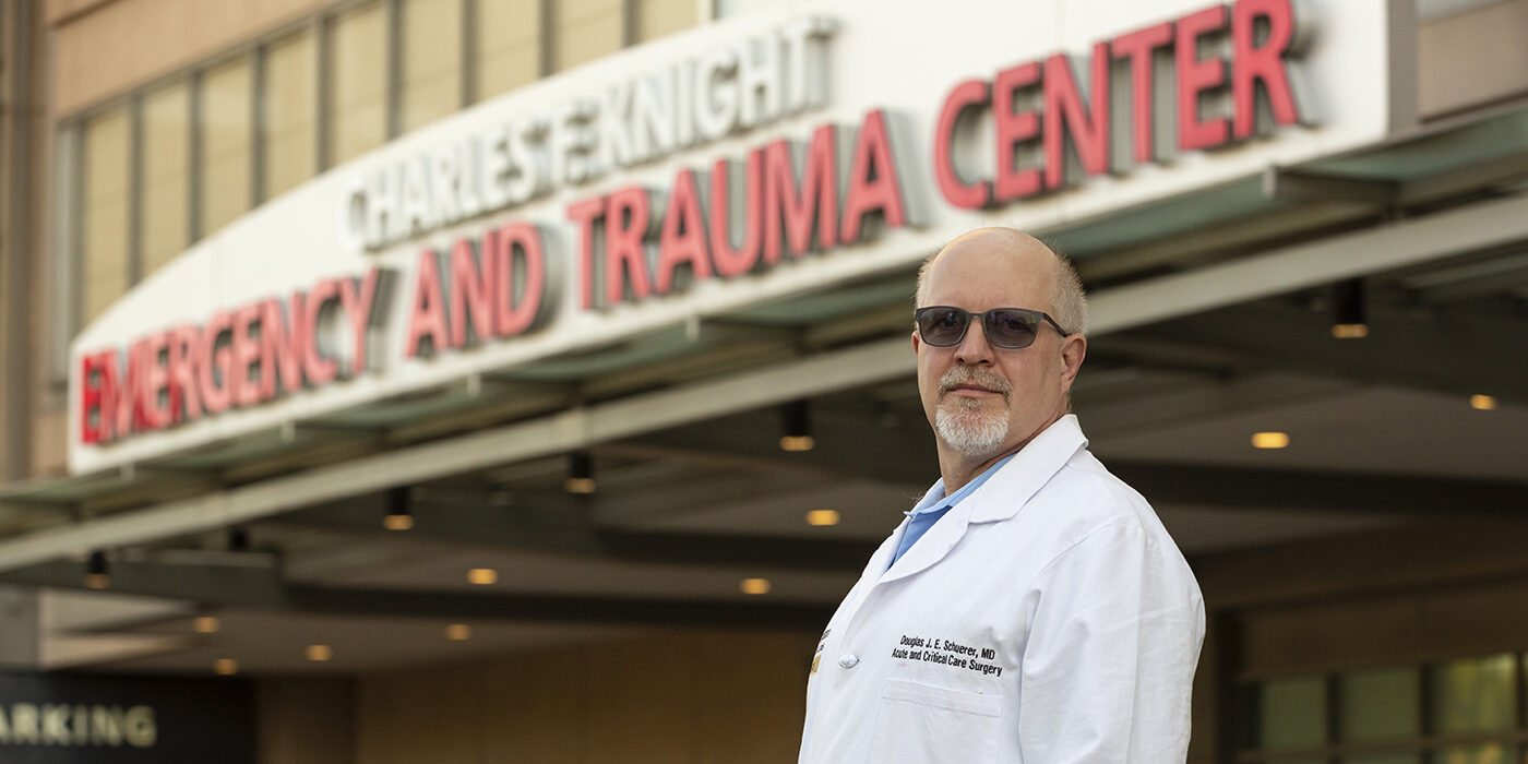 Trauma surgeon Douglas J. E. Schuerer, MD, is director of trauma at Barnes-Jewish Hospital and a founding board member of the Life Outside of Violence program. (Photo: Jerry Naunheim Jr./Washington University)