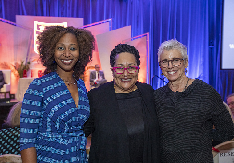 Adia Harvey Wingfield, Adrienne Davis and Jean Allman at Founders Day award ceremony.