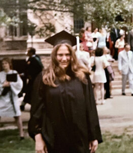 Barbara Lewis, AB ’73, after her Commencement in 1973. (Courtesy photo)