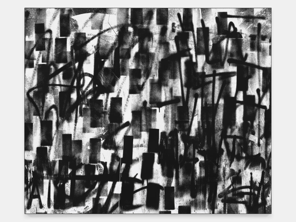 Adam Pendleton, “Untitled (Days),” 2023. Silkscreen ink on canvas, 50 x 60 in (127 x 152.4 cm).