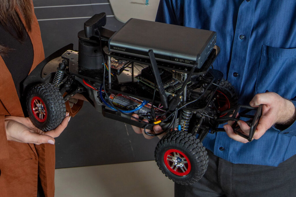 The model autonomous vehicle that researchers will use in WashU Mini-City (Photo: Joe Angeles/Washington University)