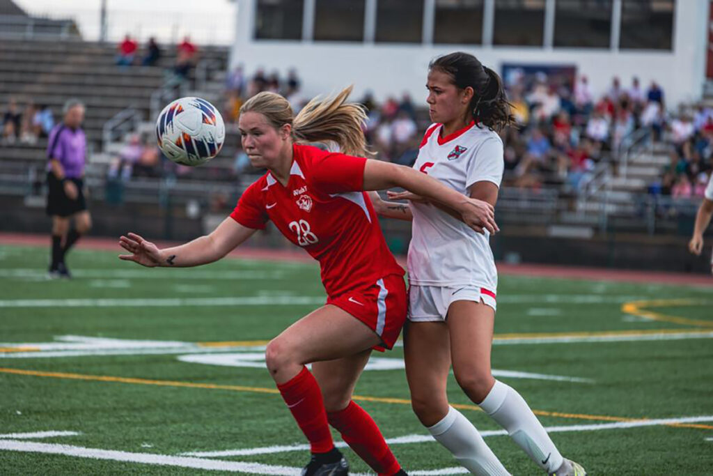 Sophomore Grace Ehlert scores the game-winning goal for the WashU Bears women’s soccer team