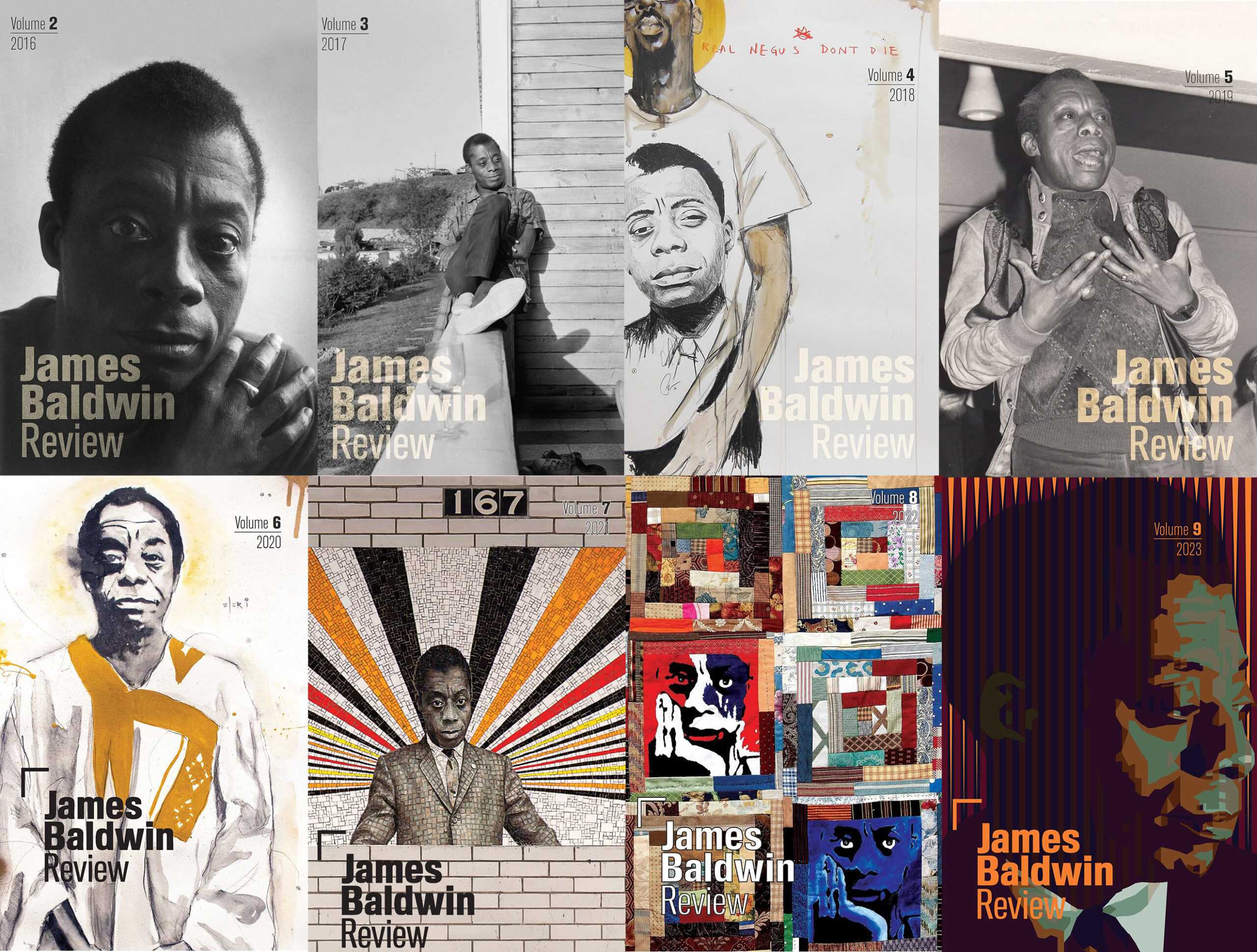 Array of covers for the James Baldwin Journal.
