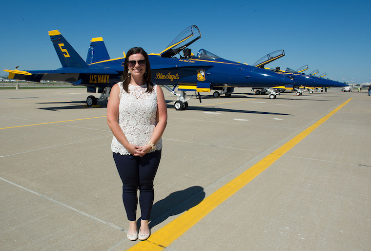 Jenelle Cooper, MSME ’12, has served as chief engineer of both the T-45 and the AV-8B aircraft and now manages a team of systems engineers. (Courtesy photo)