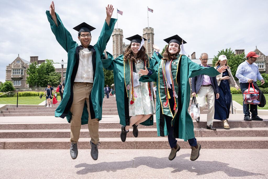 Graduates leap with joy